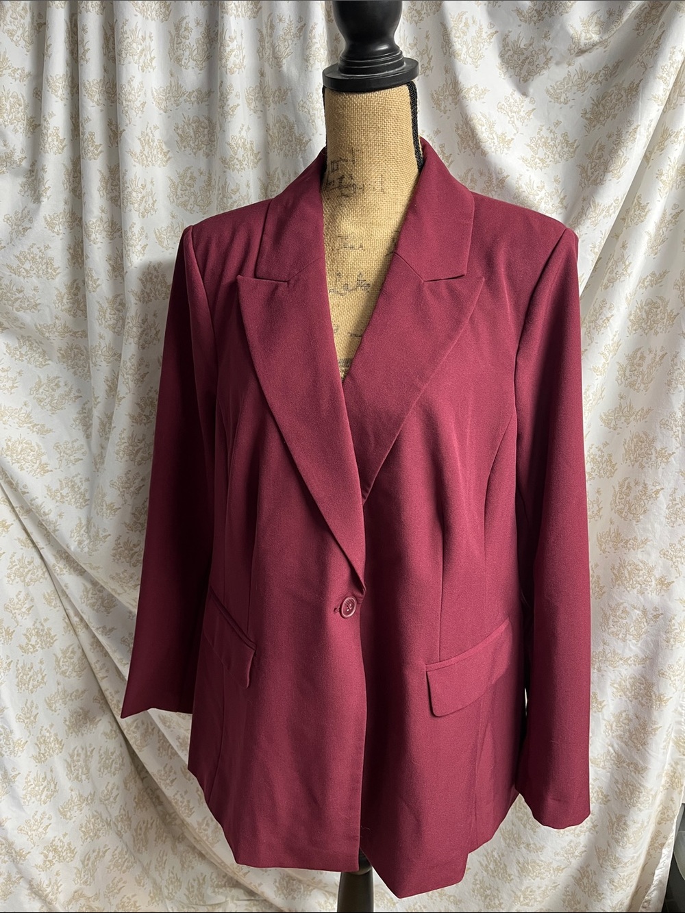 Lane Bryant Wine-Red Single-Button Blazer